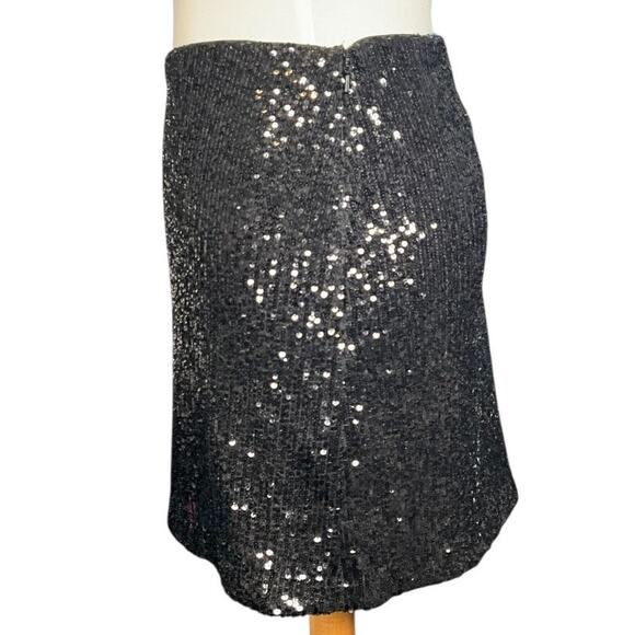 Banana Republic Size 6 Black Sequin Mini Skirt Side Zip Double Lined Holiday - Picture 4 of 10